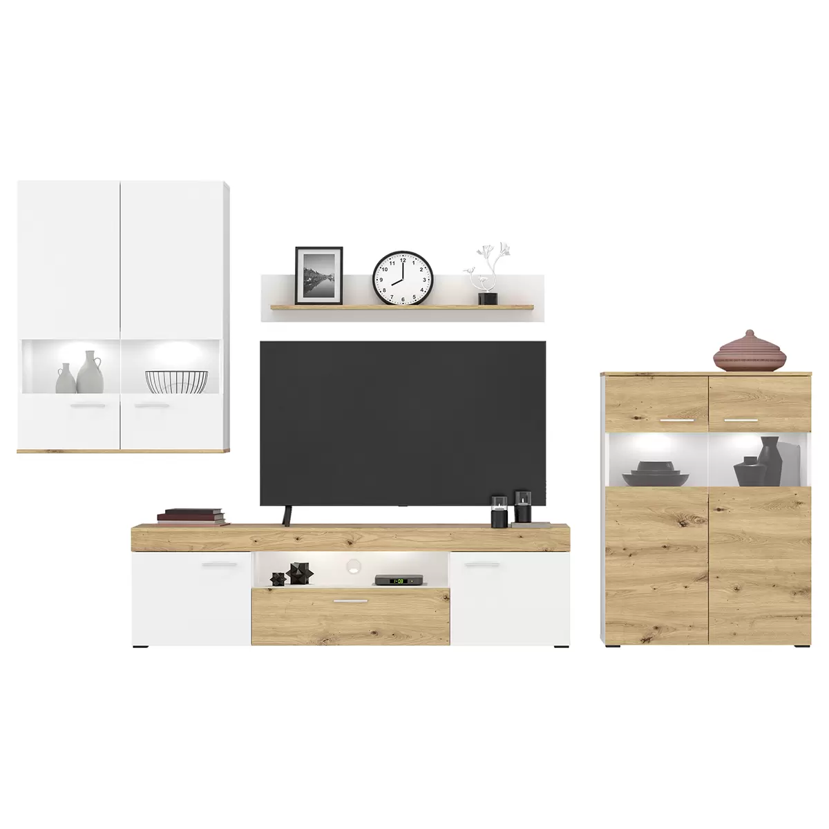 Highboard Valencia weiss,Artisan Eiche