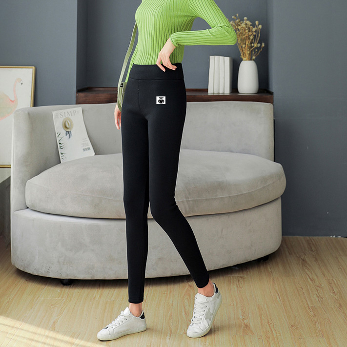 (Gr. M) Flauschige Winter Leggings Gefütterte Fell Hosen mit Innenfleece Extra Dick - Grau