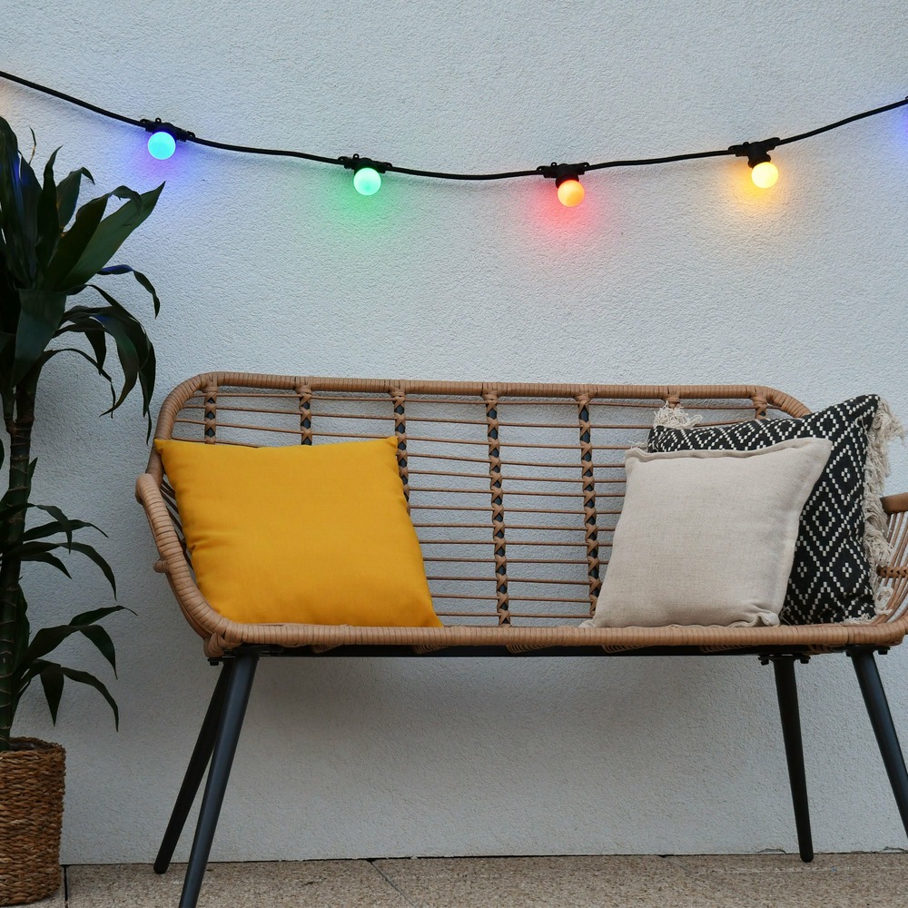 Guirlande guinguette e27 multicolore - 5m prolongeable - 10 ampoules interchangeables - chromex