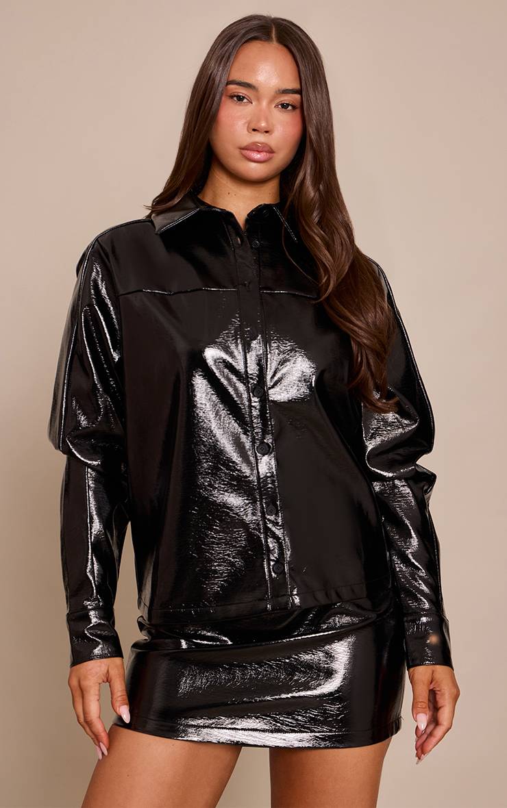 Noir Ensemble Jupe Courte En Synthétiquecuir