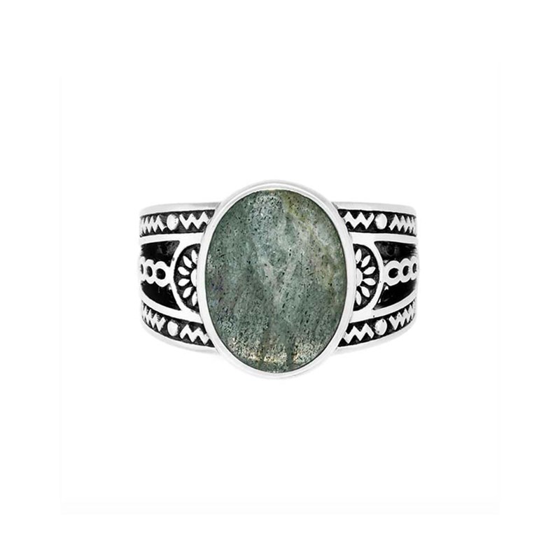 Bague Homme Ethnique Labradorite Argent