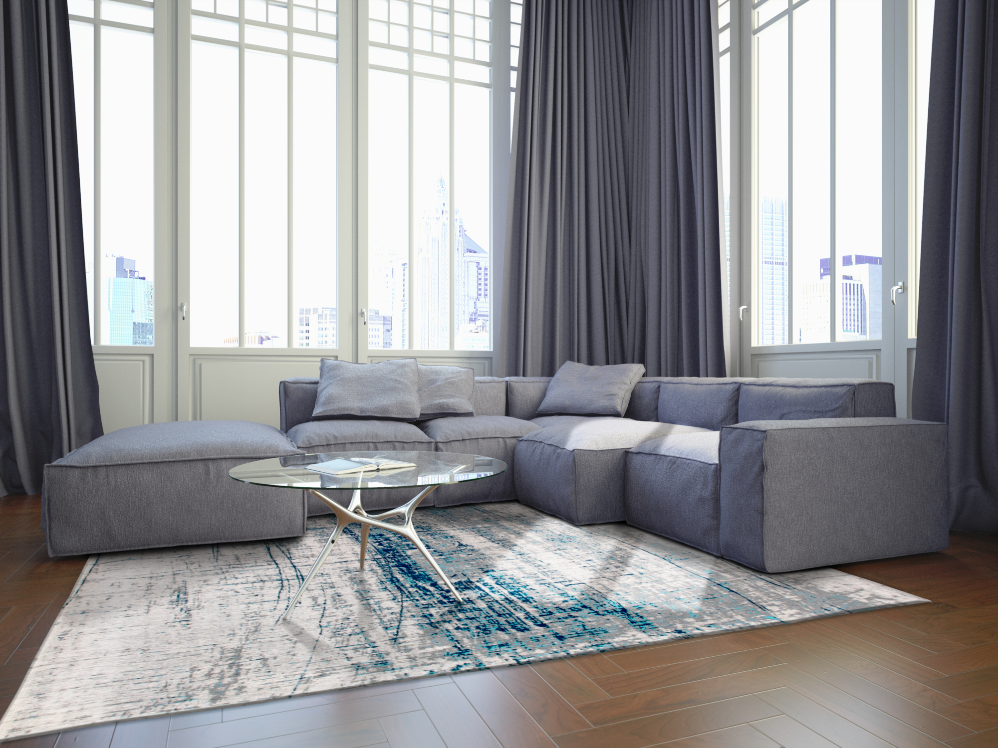 Ecorugs vloerkleed Griff turquoise 140x200 cm