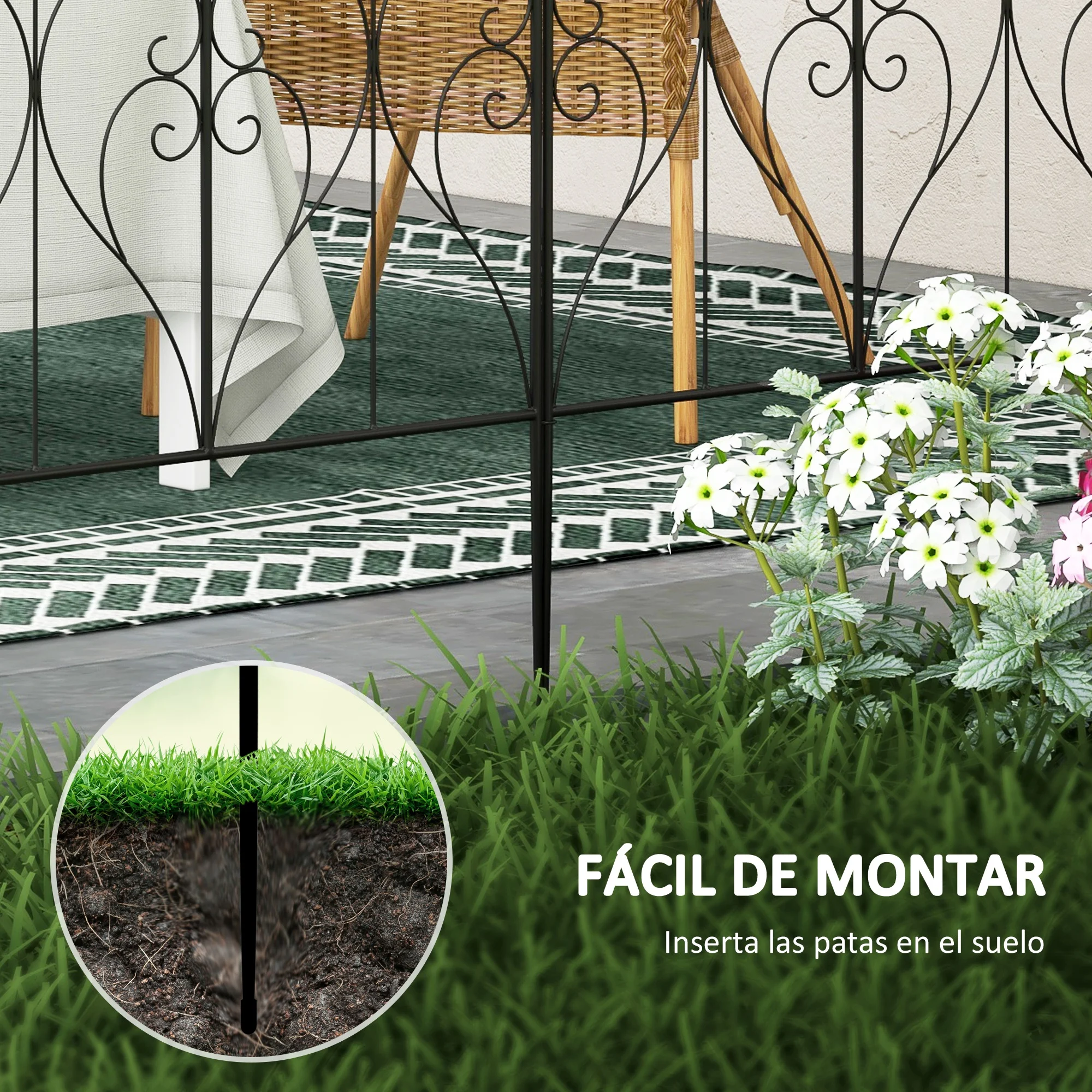 Cercas de jardim pretas Outsunny