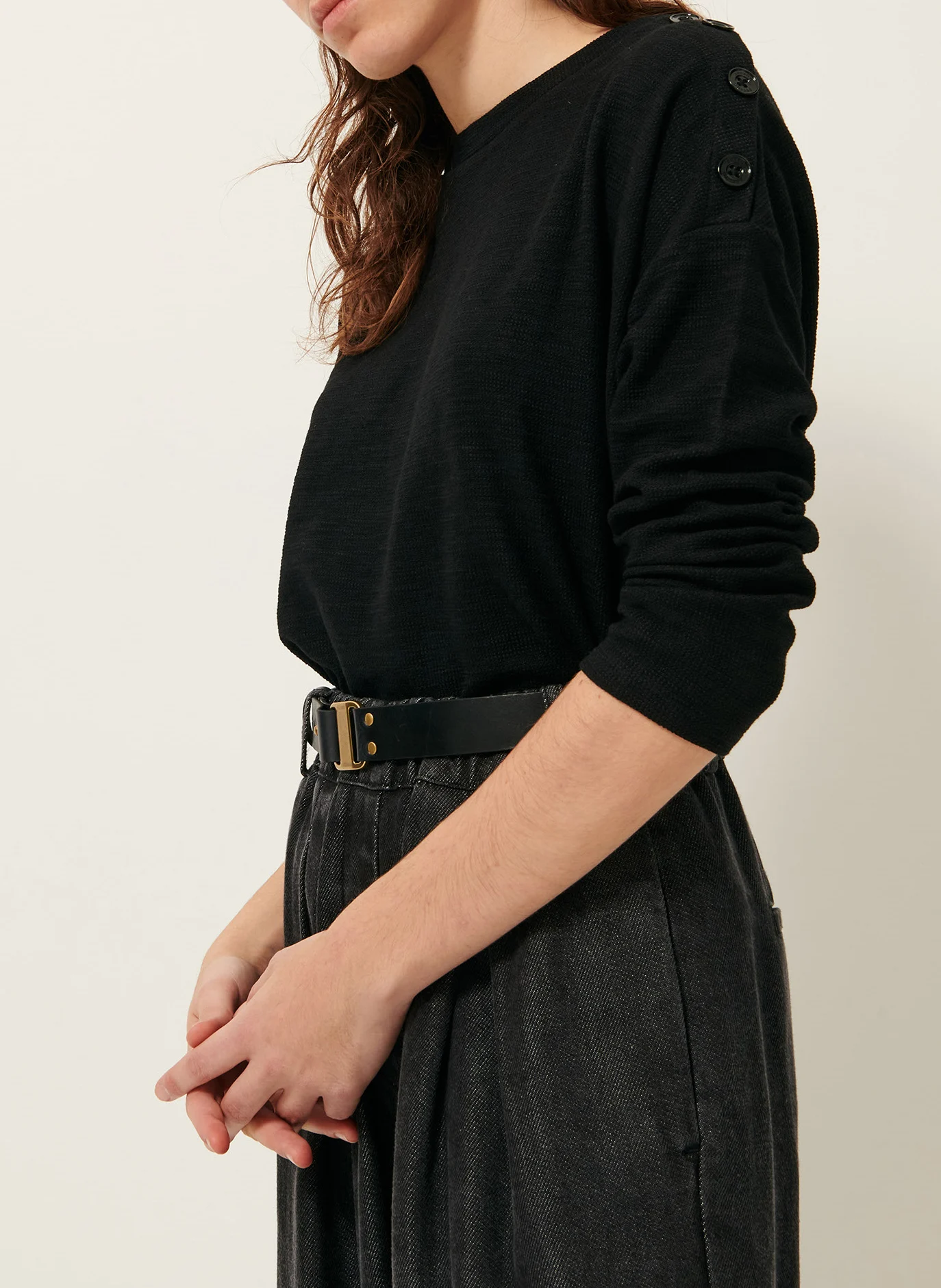 AUSTIN - Pull col rond en coton mélangé | Noir