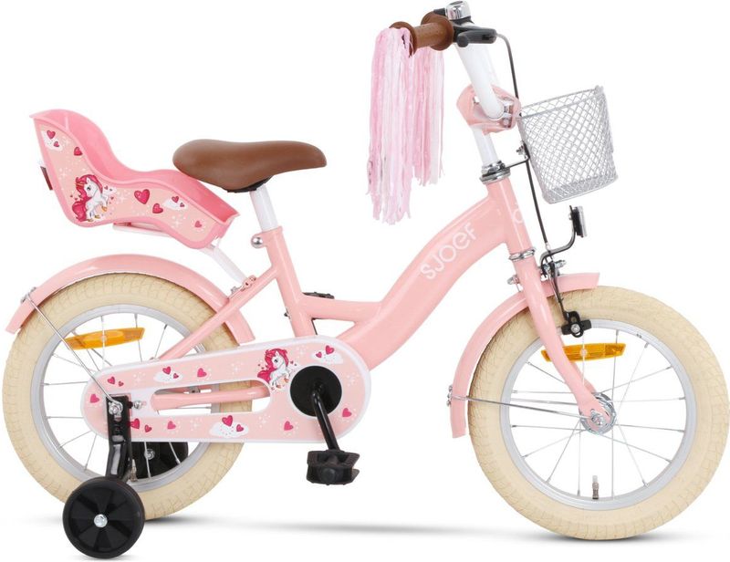 SJOEF Dolly Meisjesfiets 14 inch - Kinderfiets 3, 4 & 5 jaar roze