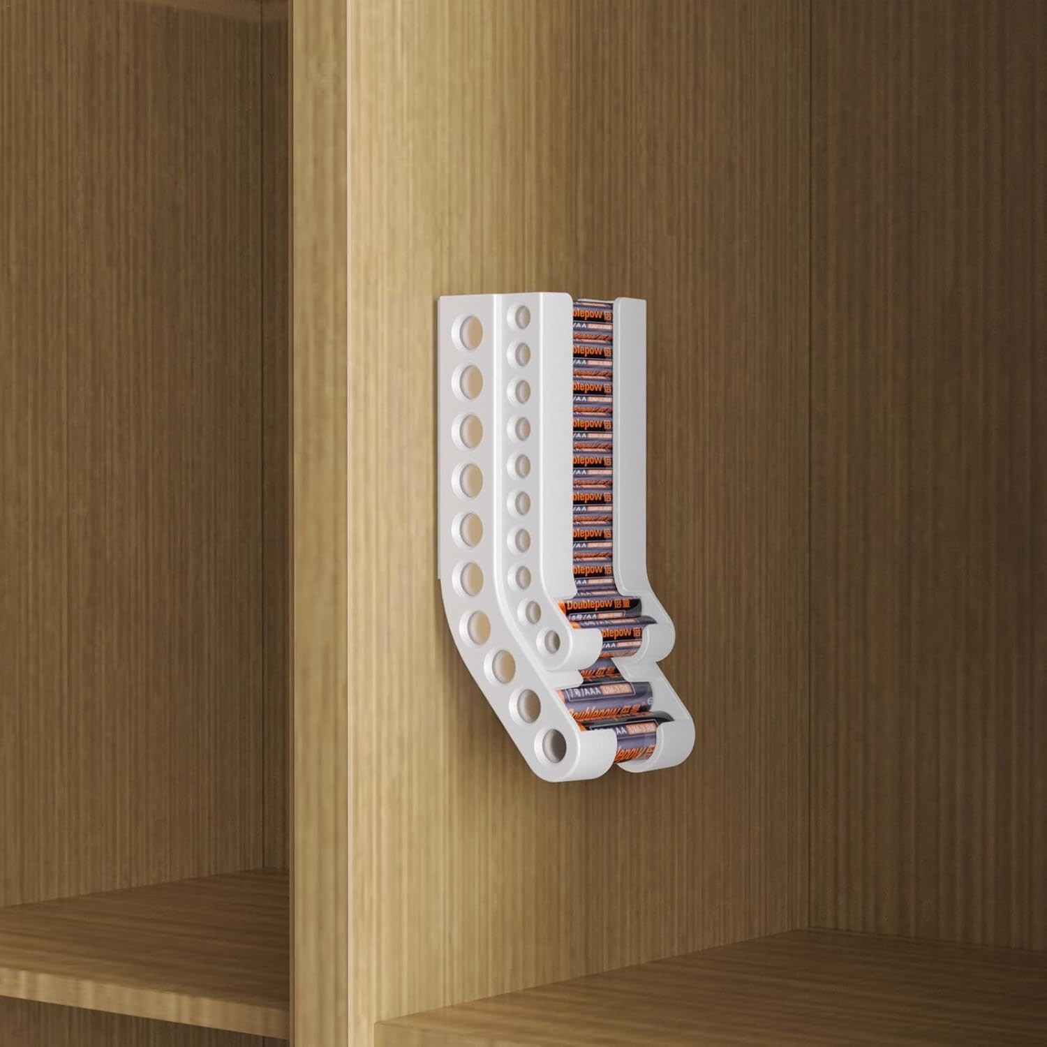 (140x52mm) Batterie Organizer Aufbewahrungs Box Batterieregal Spender für 20 Batterien Typen AA / AAA - Weiss