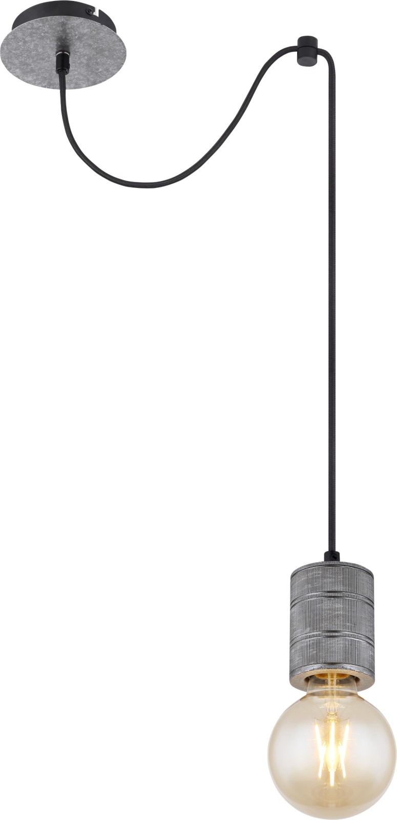 Pendelleuchte - silber - gerillt - 160 cm