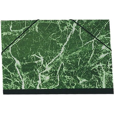 Carton à dessin papier marbré verni avec élastiques 52x67 cm - Pour format raisin - Vert