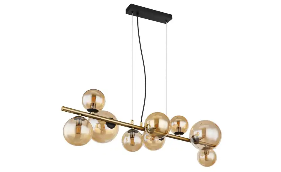 Pendelleuchte 9-flammig 86,6 cm 36 cm Schwarz, Orange