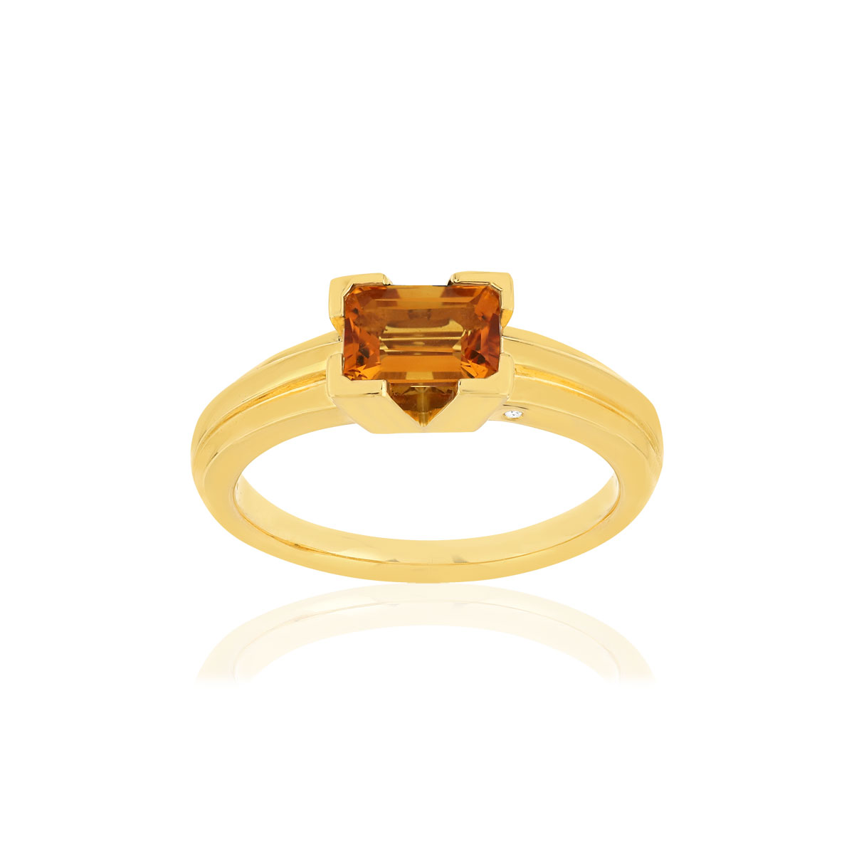 Bague VAN BRILL or jaune 750, citrine, diamant.