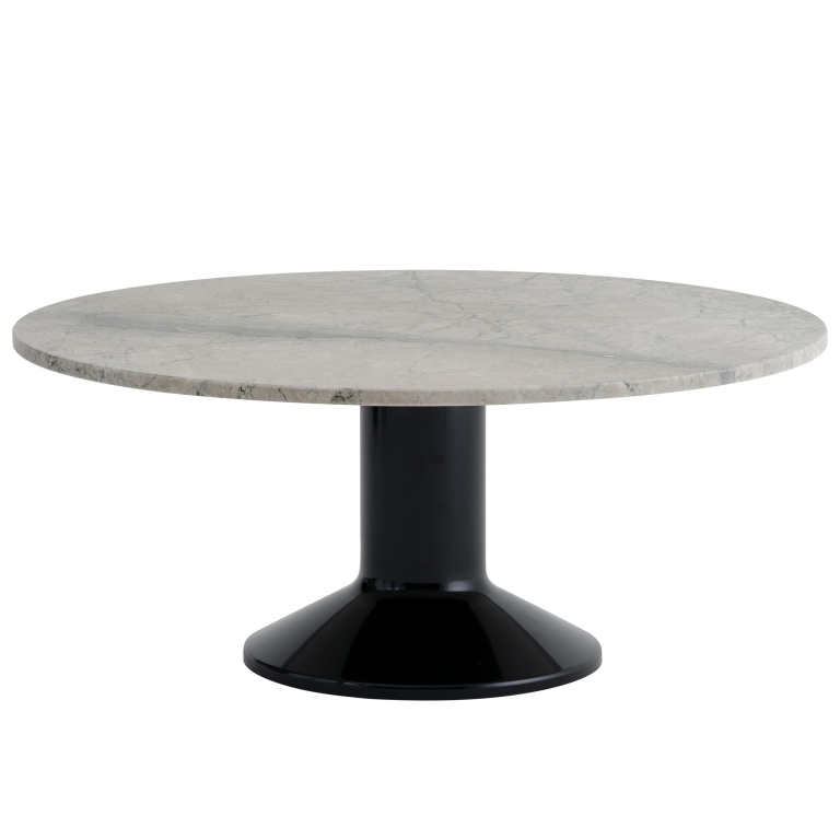 Muuto Midst bijzettafel Ø90 zwart onderstel, grijs marmer