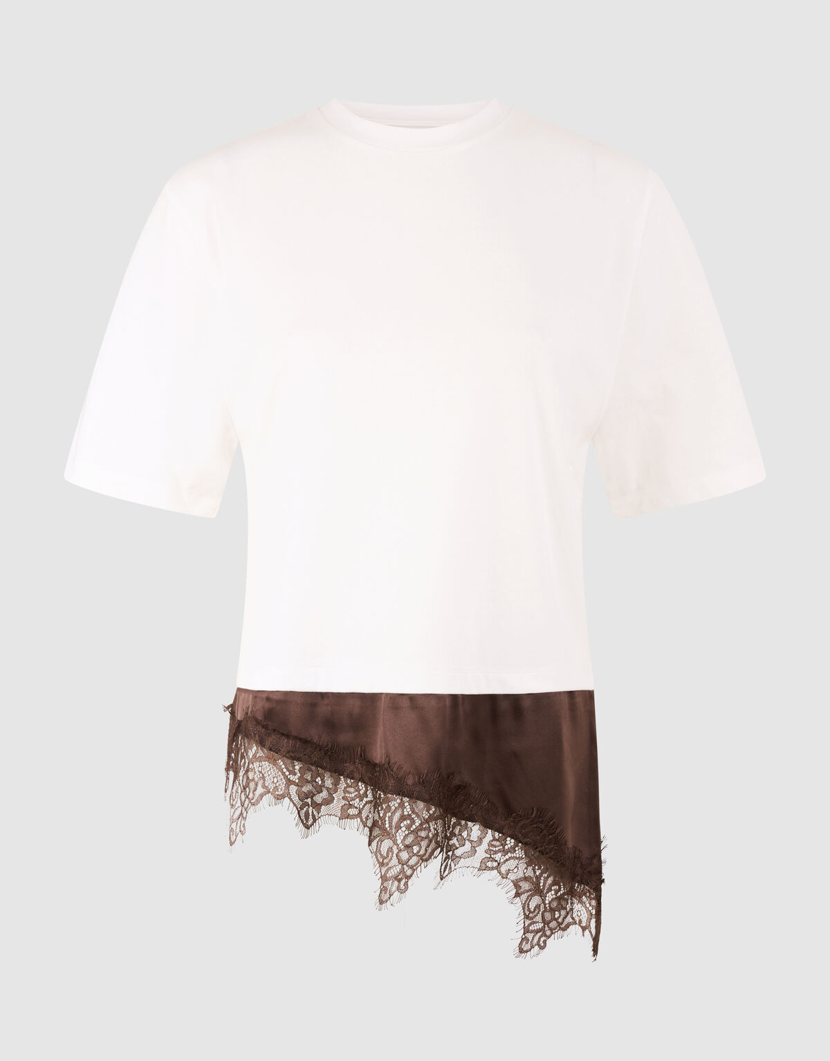 Kanten Satijnen T-shirt Wit