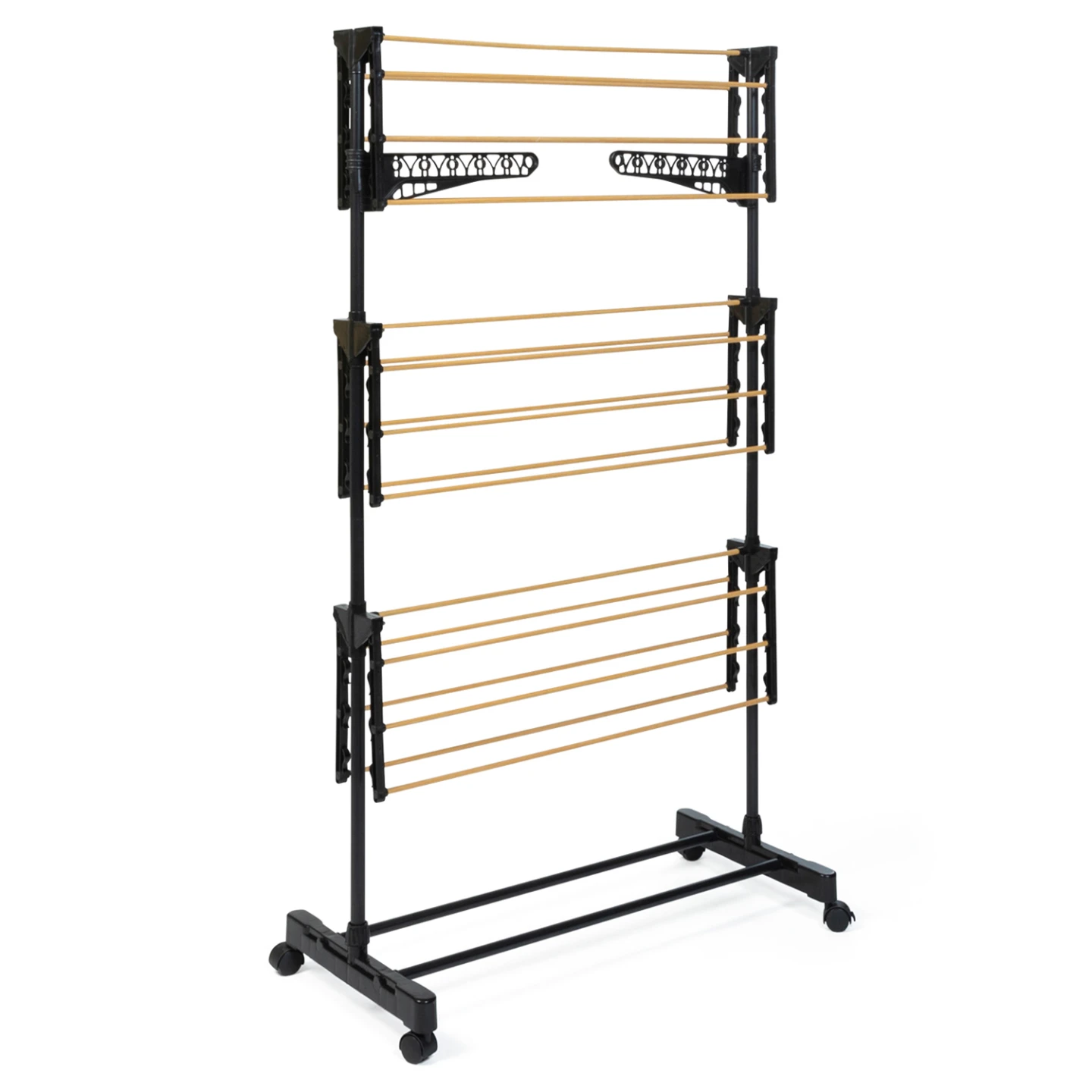 Séchoir à linge vertical pliable 3 niveaux MAXIMA capacité 20M noir et effet bois