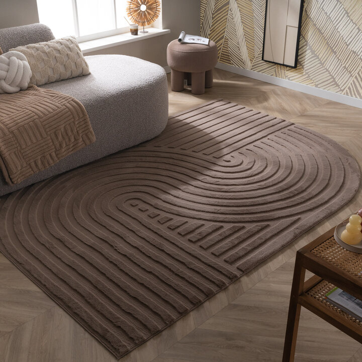 Organisch Vloerkleed - Flowy Arch Taupe | Wasbaar