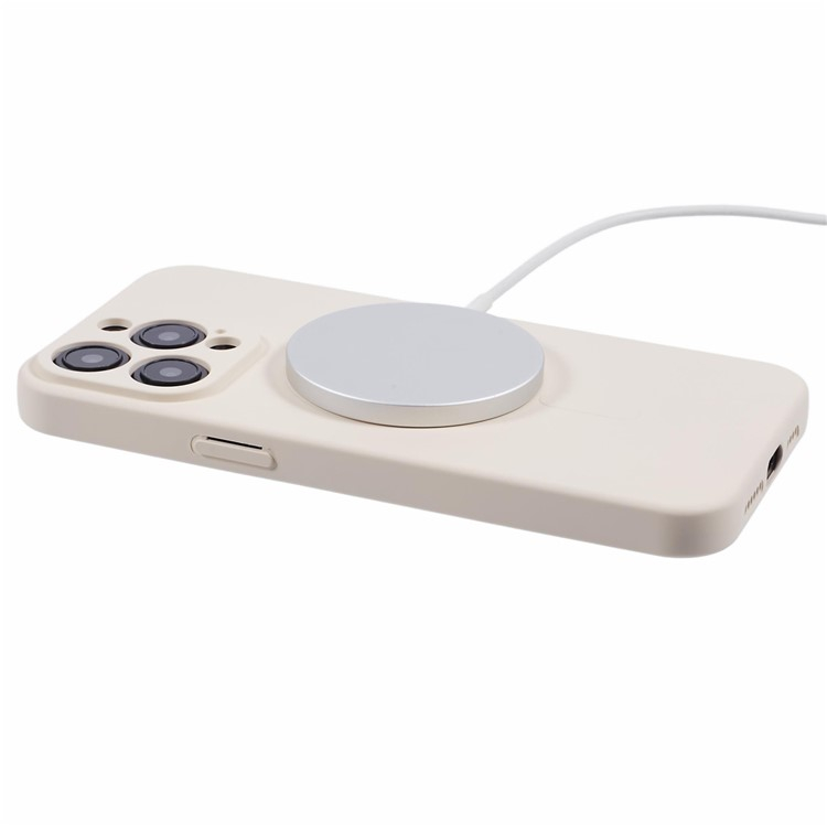 iPhone 14 Pro MagSafe Silikon Case Hülle mit Kameraschutz - Beige