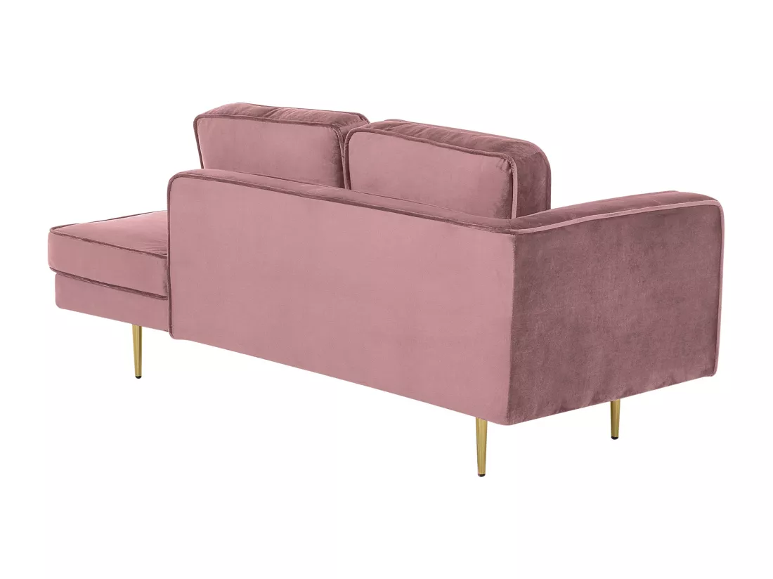 Chaise longue rose poudré côté droite MIRAMAS