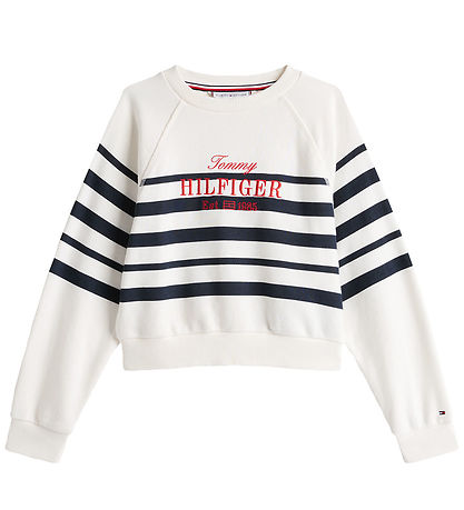 Tommy Hilfiger Sweatshirt - Schriftzug - Dark Nacht Navy Stripe