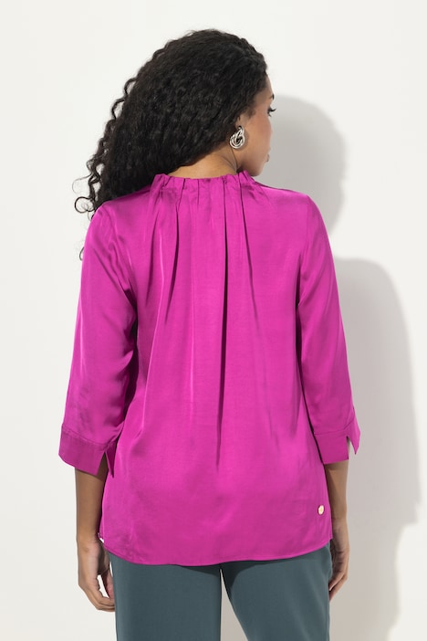 Bluse, gekräuselter Ausschnitt, 3/4-Arm