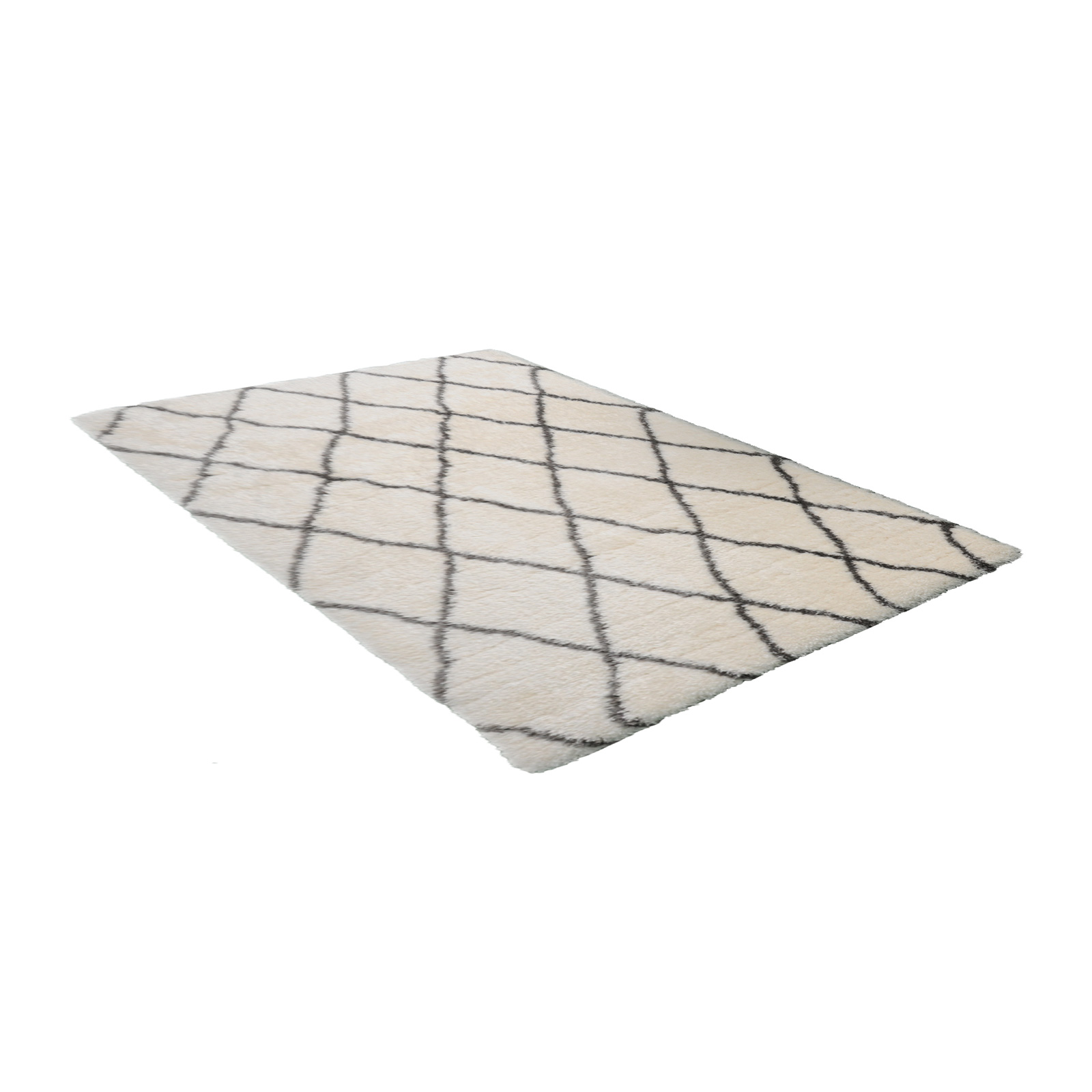 Hochflorteppich - creme-grau - 80x150 cm