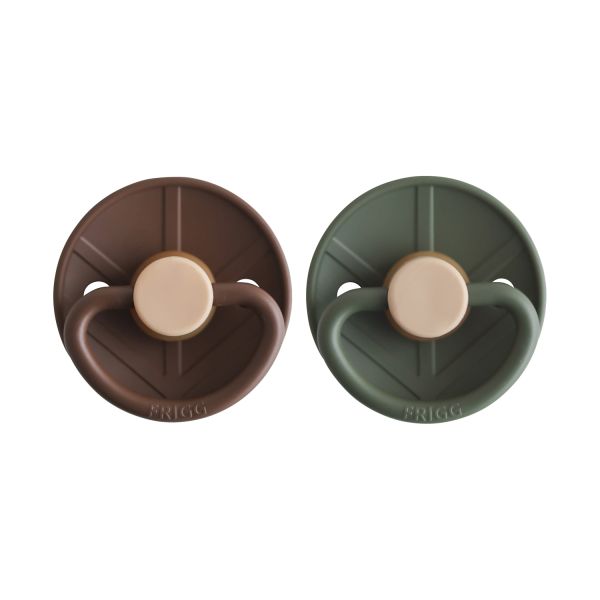 FRIGG Little Viking Fopspeen - Rond - 2 Stuks - 6-18 Mnd - Cocoa/Olive