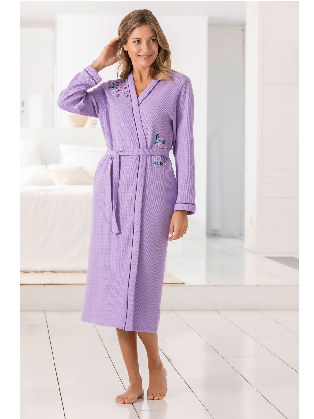 Peignoir maille nid d'abeille coton