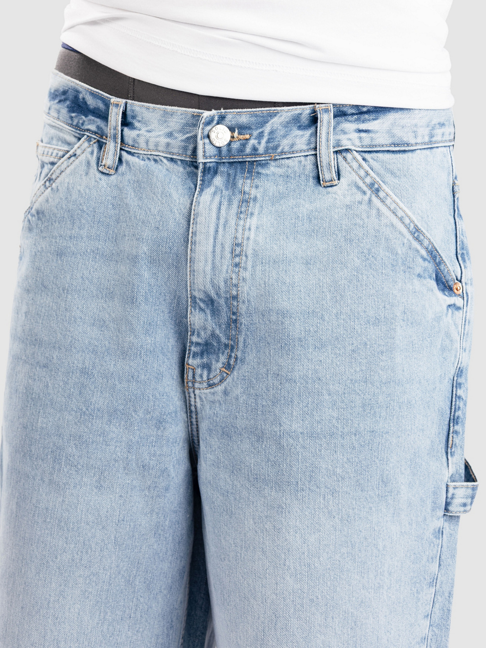 Solid SDTOMMY Carpenter Shorts light blue denim