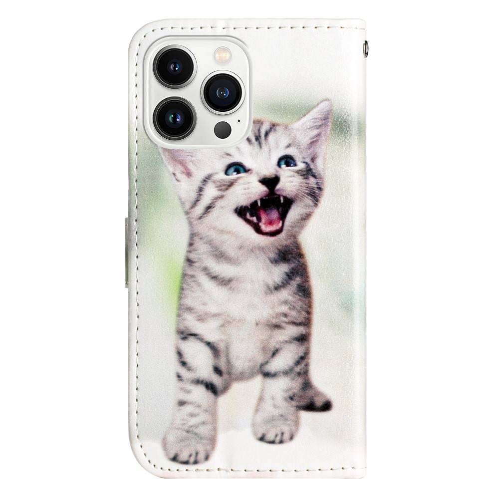 iPhone 16 Pro Max Leder Tasche Hülle mit Kartenfach Kitten