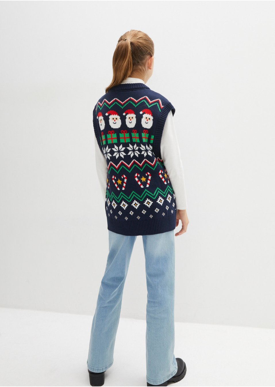 Pull de Noël enfant sans manches en maille