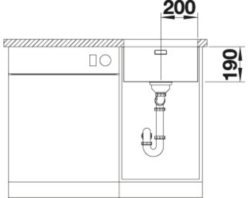 Blanco ANDANO 400-U spoelbak, 440 x 440 mm, roestvrij staal, 522959