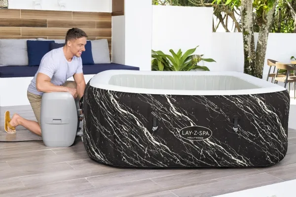 Bestway Lay-Z-Spa 6001F, 778 L, 6 person(er), Firkant, Boble/Jet massage, ABS, Polyethylenterephthalatfolie (PET), Polyvinylchlorid (PVC), Sort, Hvid