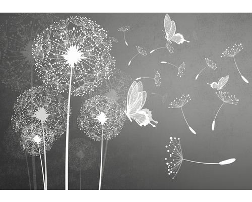 Vliesbehang 3712 VEXXL Paardenbloem grijs 3-delige set 312 x 219 cm