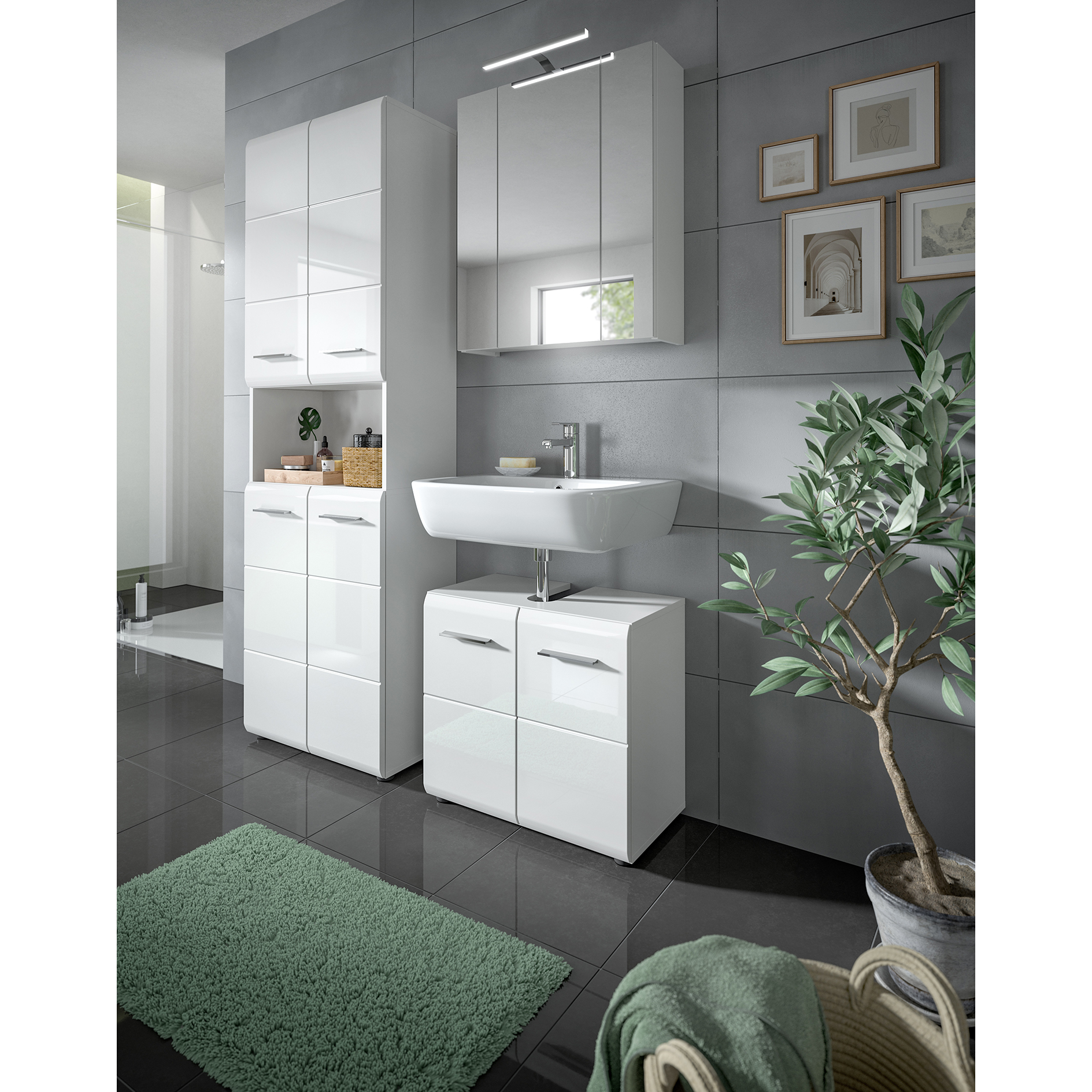 Hochschrank ICE - weiß Hochglanz - 60 cm breit