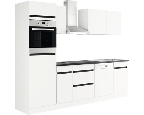 Optifit keukenblok met apparatuur Luca932 270 cm wit mat gedemonteerde variant omkeerbaar KMLU 2762E-0+