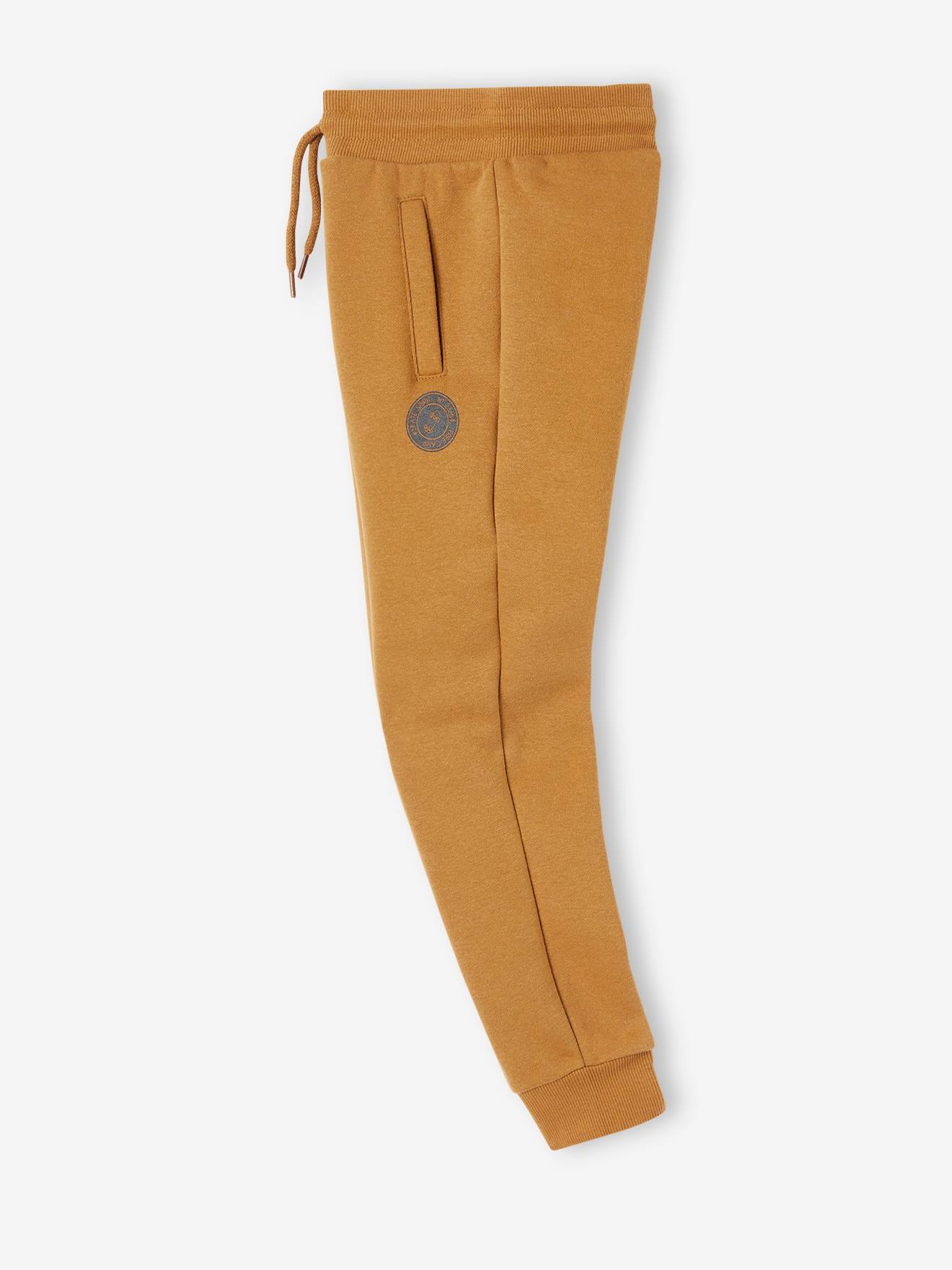 Calça de moletom estilo jogging, preta mesclada escura para menino