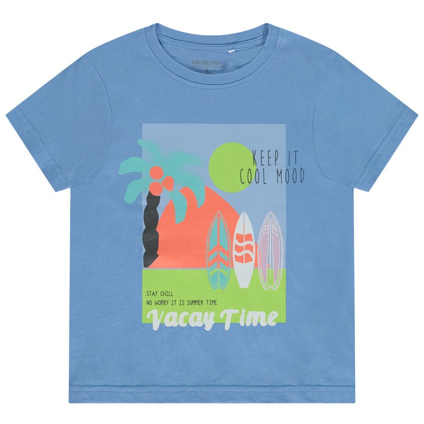 T-shirt manches courtes print fantaisie pour garçon - Bleu