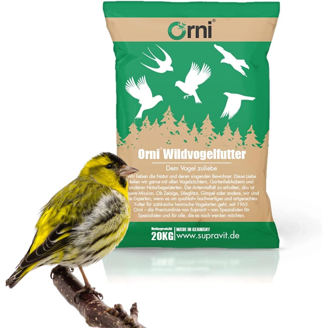 Orni Zeisig I Hochwertiges Zeisig Vogelfutter I Mischung aus natürlichen Samen und Körnern für eine gesunde Ernährung der Vögel 20 kg