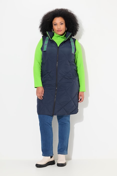 Steppweste, Stehkragen, Kapuze abnehmbar, 2-Wege-Zipper