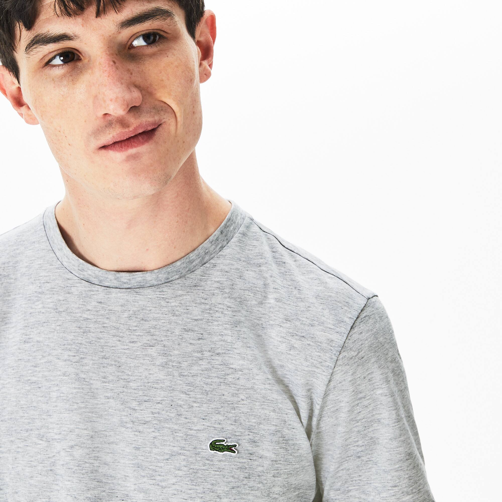 Rundhals-Shirt aus Pima-Baumwolljersey T-Shirts - Grau - Lacoste - Herren