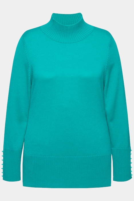 Pullover, Woll-Seidenmischung, Stehkragen, Zierperlen
