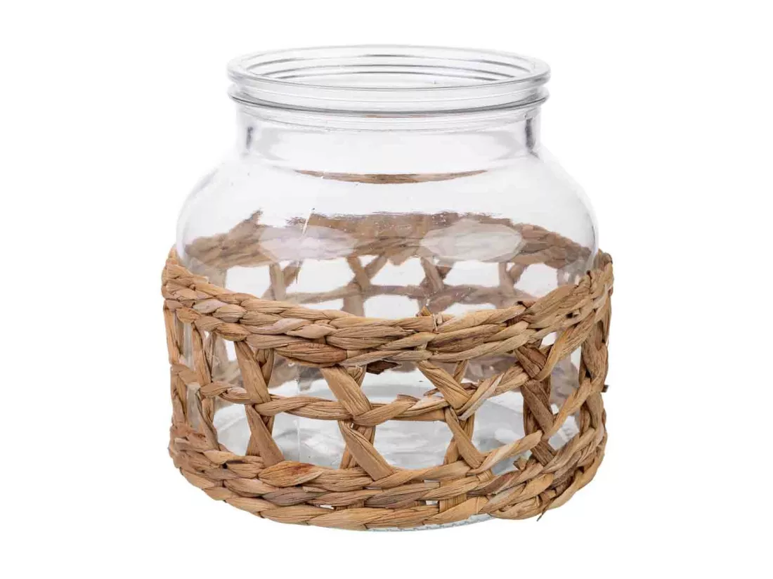Vase en verre doublé de fibres naturelles