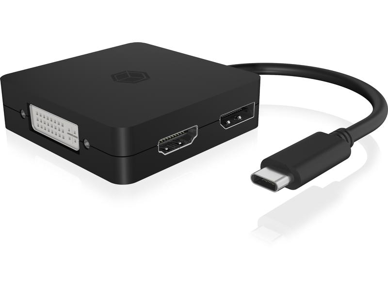 ICY BOX Adapter IB-DK1104-C USB Type-C - DisplayPort/DVI-D/ Vier in einem USB-C-Videoadapter