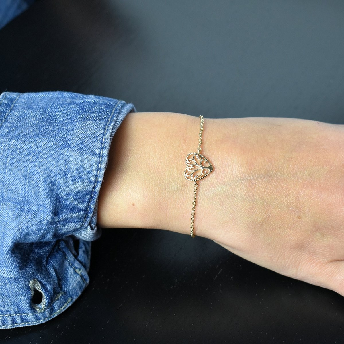 Bracelet arbre de vie dans un coeur Plaqué OR 750 3 microns