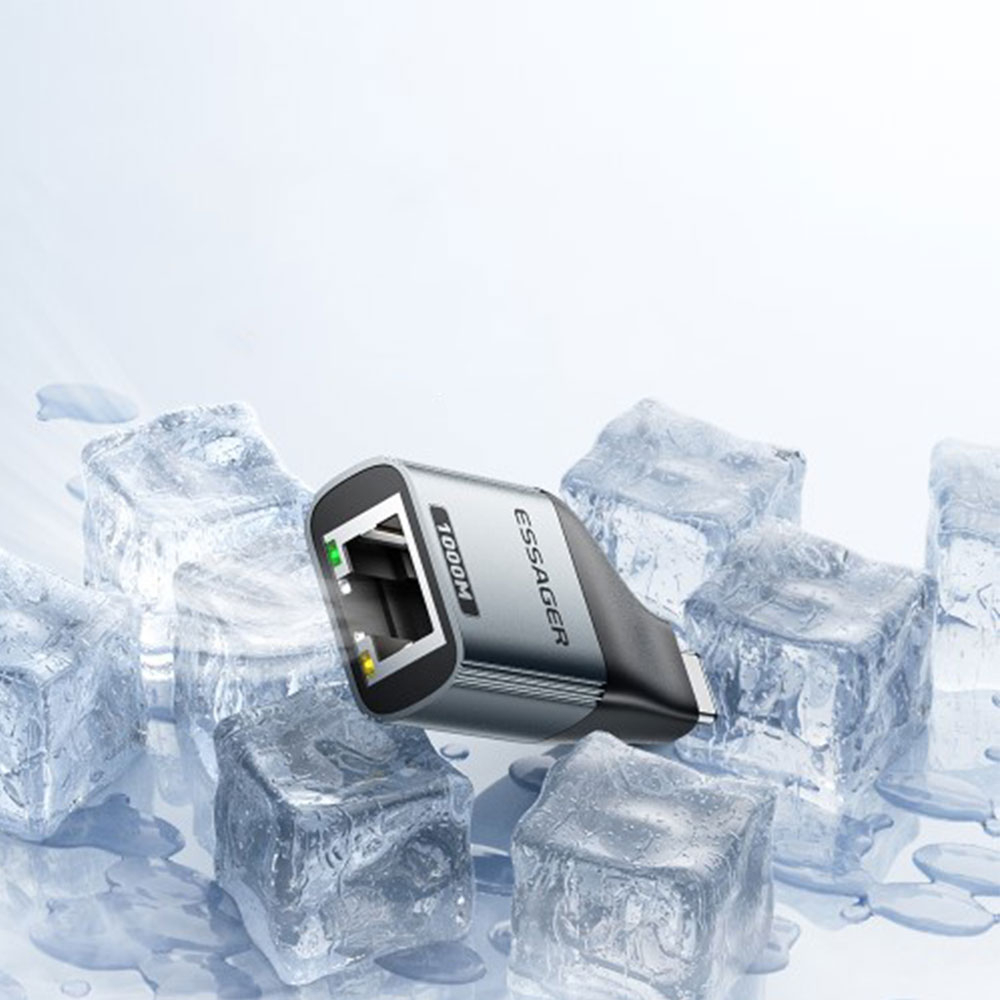 USB C auf Gigabit Ethernet LAN RJ45 Netzwerkanschluss Adapter (1000Mbit/s) - Grau