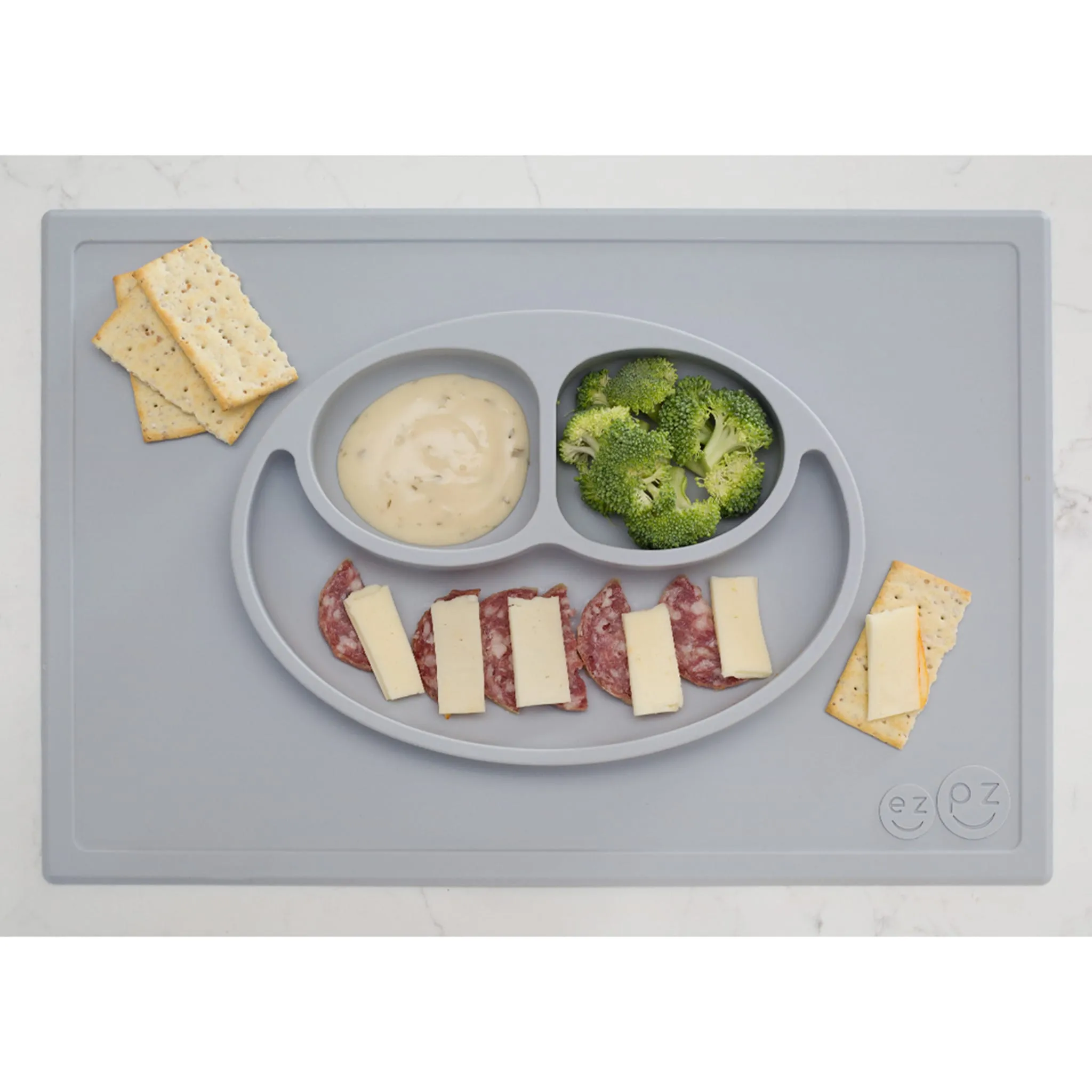 EZ PZ Fun Napperon Assiette Antidérapant Happy Mat - Gris