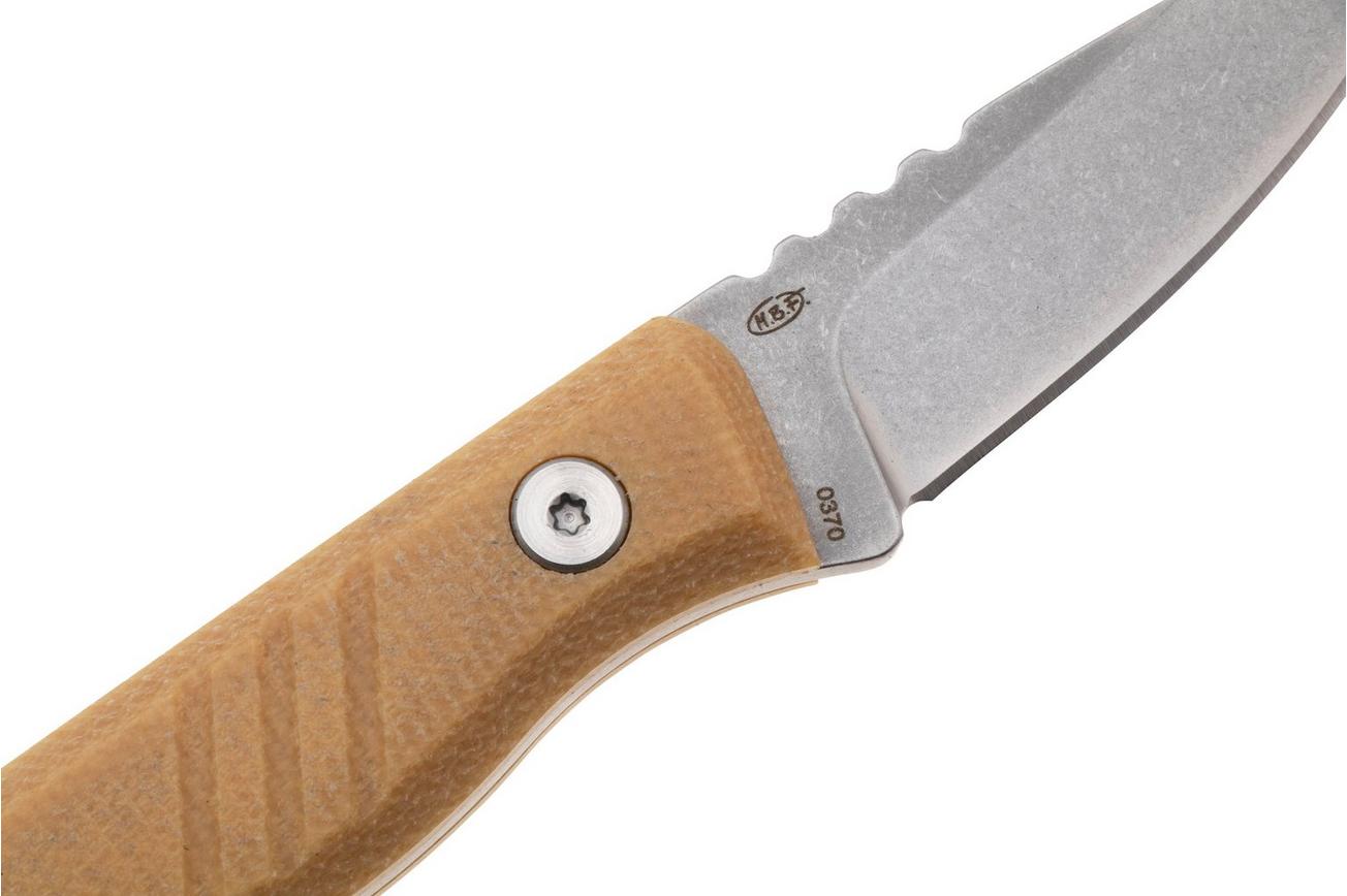 Böker Plus Five Point Nine 02BP0008 Stonewashed 440C, Brown Micarta, vaststaand mes
