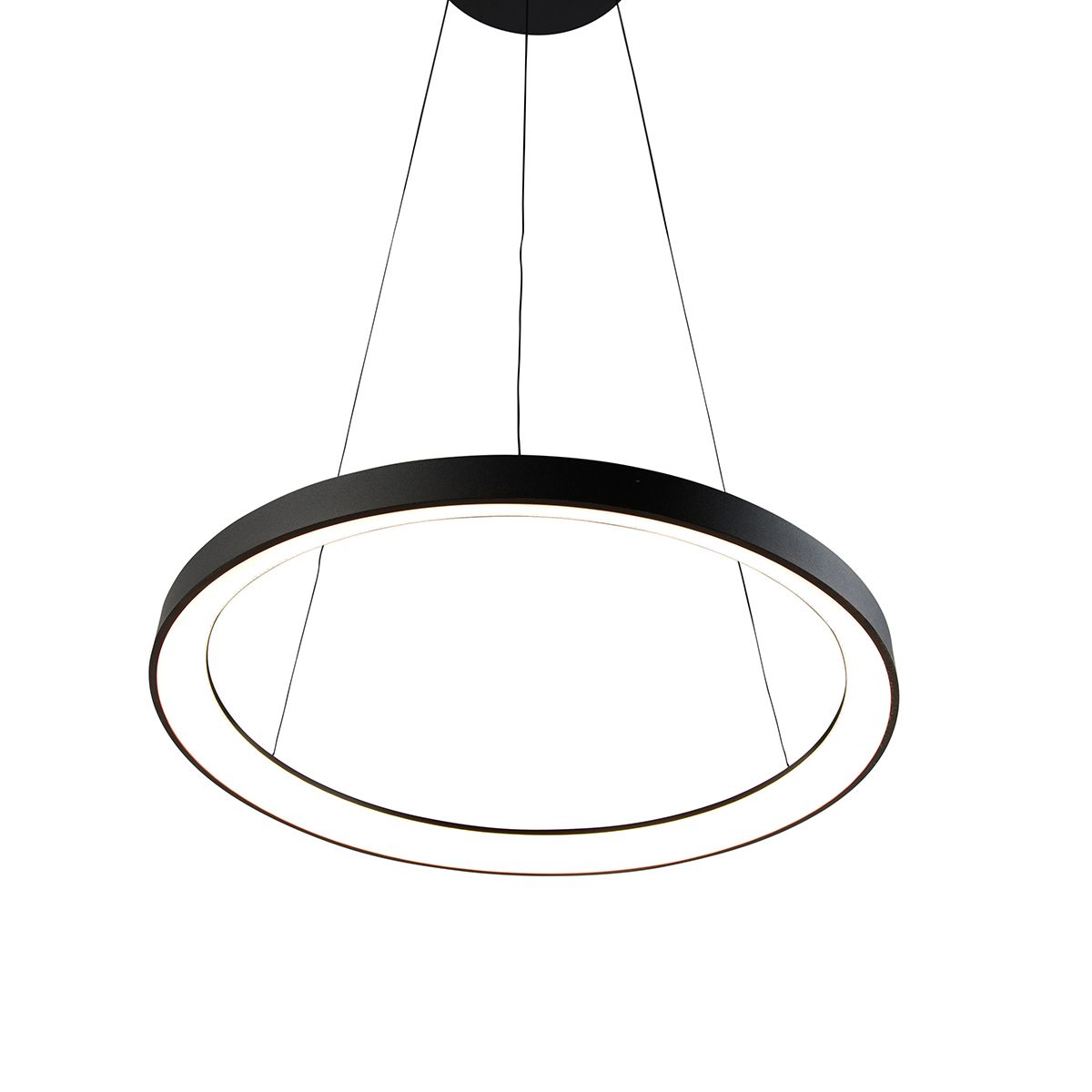 Design hanglamp zwart incl. LED dimbaar easylift - Hoop