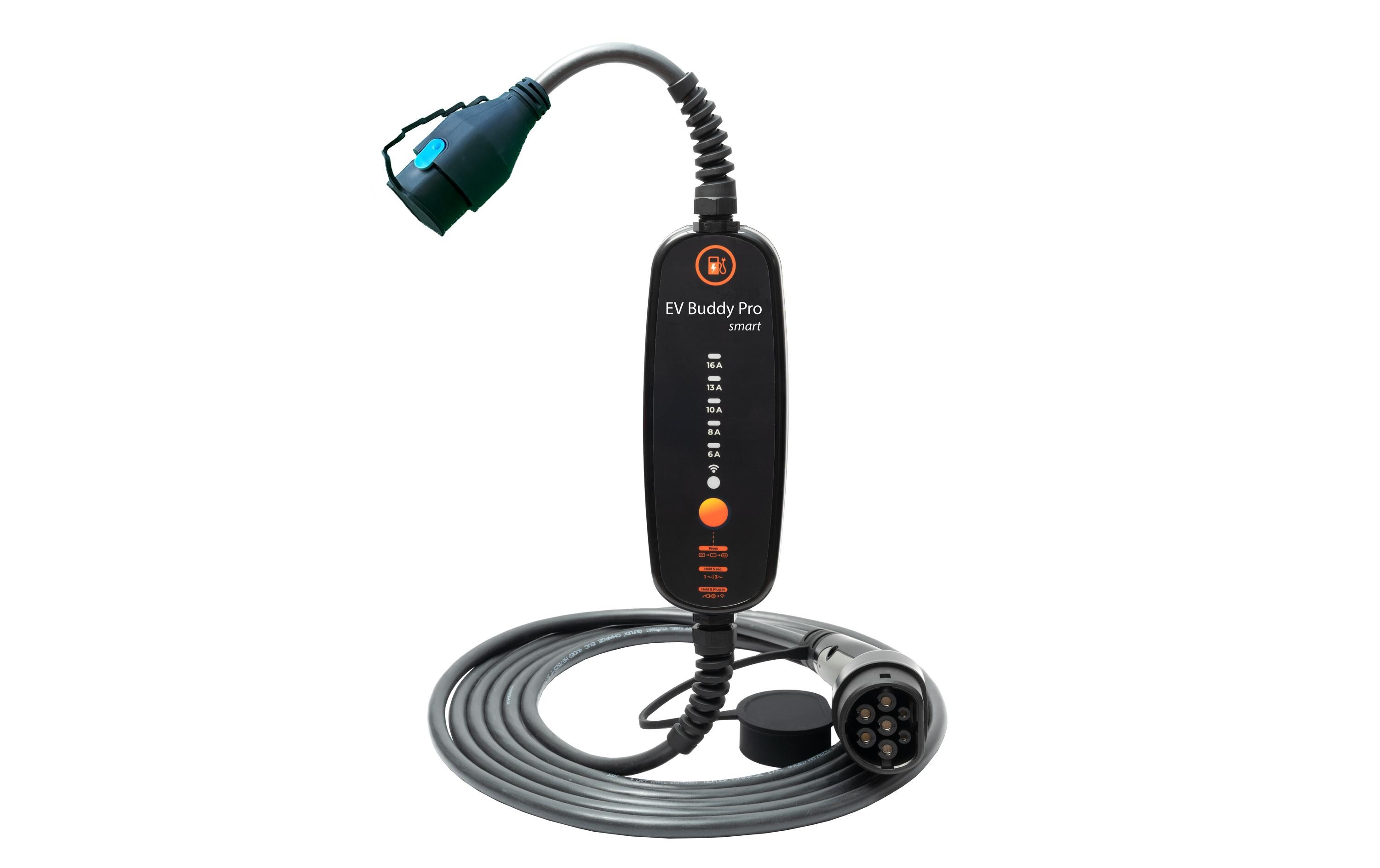 Mobiler Lader EV Buddy Pro Smart 11 kW Swiss Standard 10 m<br>Dreiphasiges und einphasiges Laden von Elektroautos mit Typ-2-Anschluss, Kabel 10 m