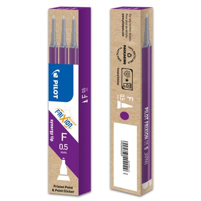 Pilot Frixion Point - 3 Recharges pour rollers effaçables - 0,5 mm - violet