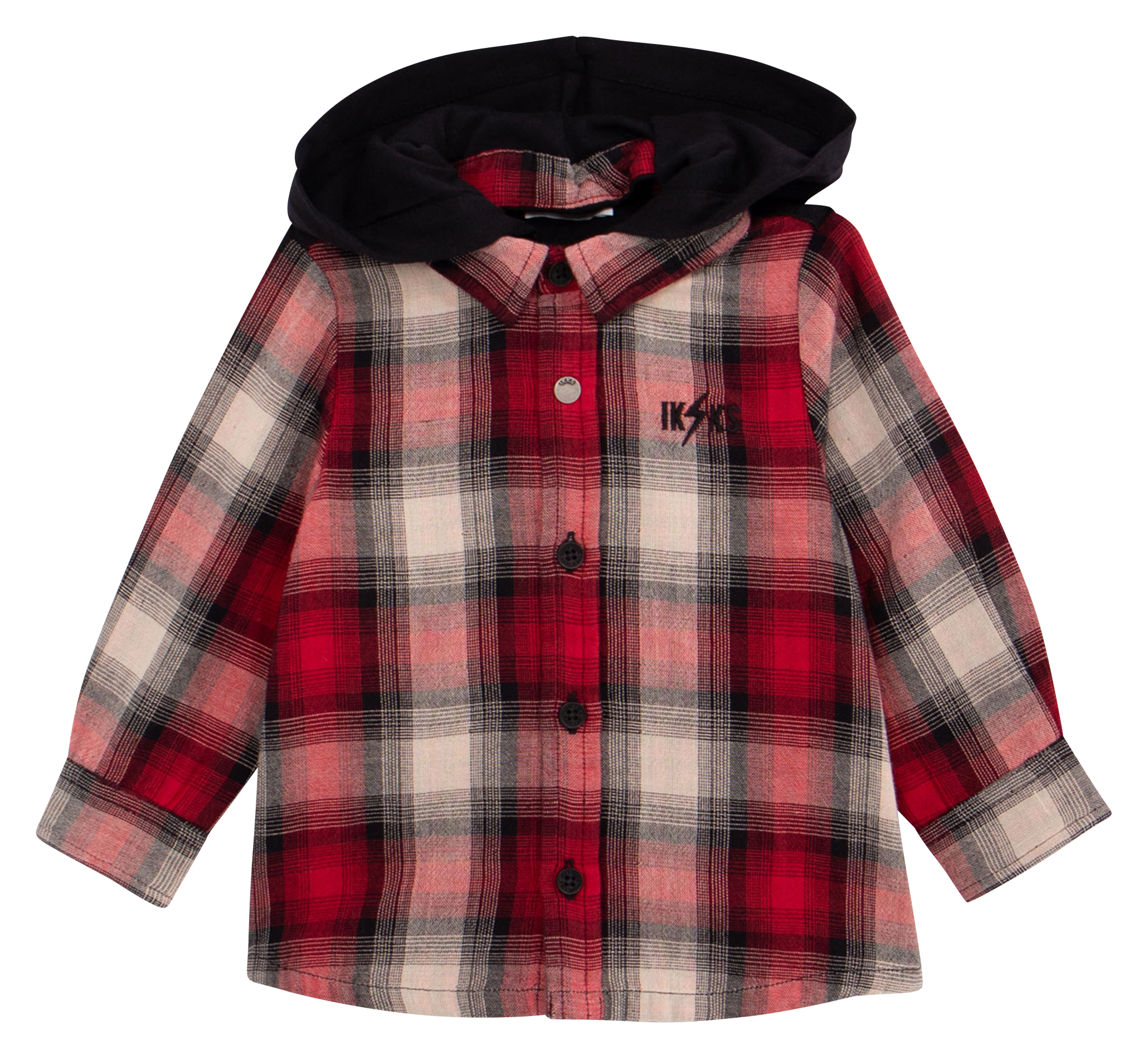 Chemise bi-matière à carreaux | Rouge