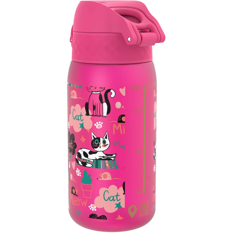 ion8 Kindertrinkflasche auslaufsicher 350 ml Katzen  pink